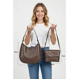 Jacquline CLIM592-1C Kahverengi Kadın İkili Omuz Çantası