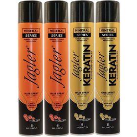 Jagler 400 ml Extra Strong Hold Ekstra Güçlü Tutuş & Minarelli Ekstra Sert Karma 4'lü Saç Spreyi Set