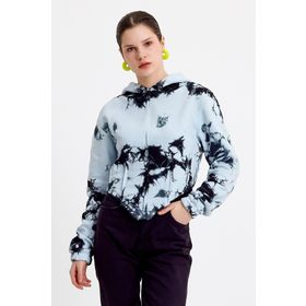 JAHR MARC Batik Yıkamalı Korseli Mavi Kadın Sweatshirt