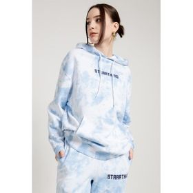 JAHR MARC Batik Yıkamalı Mavi Oversize Kadın Sweatshirt