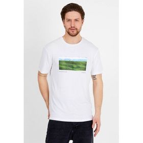 JAHR MARC Beyaz Baskılı Basic Erkek T-shirt