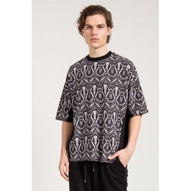 JAHR MARC Desenli Oversize Siyah Unisex T-Shirt