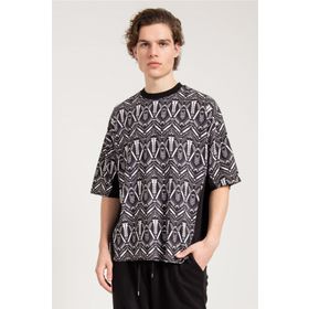 JAHR MARC Desenli Oversize Siyah Unisex T-Shirt