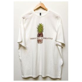 JAHR MARC Leopar Ananas Baskılı Oversize Beyaz Kadın Elbise T-shirt