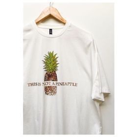 JAHR MARC Leopar Ananas Baskılı Oversize Beyaz Kadın Elbise T-shirt