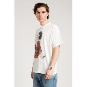 JAHR MARC Özel Tasarım Egon Schiele Baskılı Oversize Beyaz Kadın T-shirt