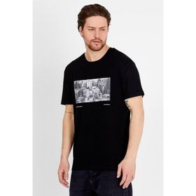 JAHR MARC Siyah Baskılı Basic Erkek T-shirt