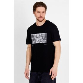 JAHR MARC Siyah Baskılı Basic Erkek T-shirt