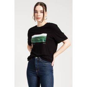 JAHR MARC Siyah Baskılı Oversize Kadın T-shirt