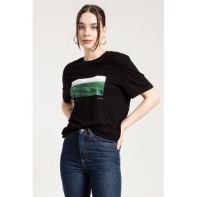 JAHR MARC Siyah Baskılı Oversize Kadın T-shirt