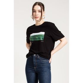 JAHR MARC Siyah Baskılı Oversize Kadın T-shirt
