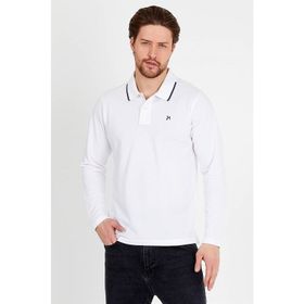JAHR MARC Uzun Kollu Beyaz Polo Yaka Erkek T-shirt