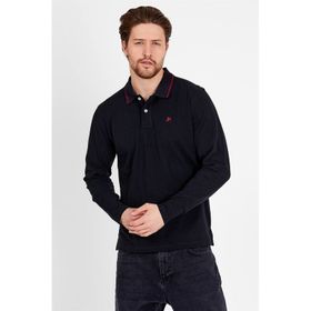 JAHR MARC Uzun Kollu Siyah Polo Yaka Erkek T-shirt