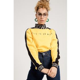 JAHR MARC Yakası Ve Manşeti Baskılı Sarı Kadın Sweatshirt