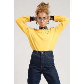 JAHR MARC Yakası Ve Manşeti Baskılı Sarı Kadın Sweatshirt