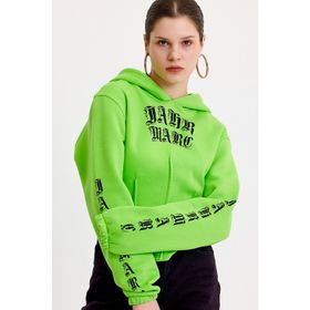 JAHR MARC Yeşil Korse Detaylı Kapüşonlu Kadın Sweatshirt