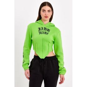 JAHR MARC Yeşil Korse Detaylı Kapüşonlu Kadın Sweatshirt