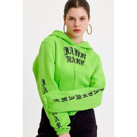 JAHR MARC Yeşil Korse Detaylı Kapüşonlu Kadın Sweatshirt
