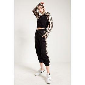 JAHR MARC Zebra Desenli Siyah Kadın Jogger