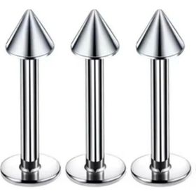 Jaida Moda Unisex 316L 8 mm Gri Paslanmaz Çelik 3'lü Set Sivri Uçlu Tragus Helix Labret Piercing