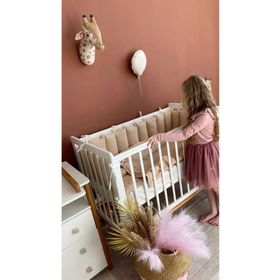 Jaju Baby 60 x 120 CM Kahverengi Örgü Kumaş Kenar Koruyucu Kenar Koruyucu