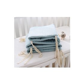 Jaju Baby Mavi 90x190 cm Waffle Pike Kumaş Montessori ve Beşik Koruyucu