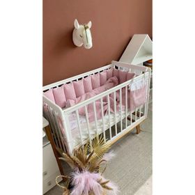Jaju Baby Pembe Renk 100x200 cm Örgü Kumaş Beşik Kenar Koruyucu