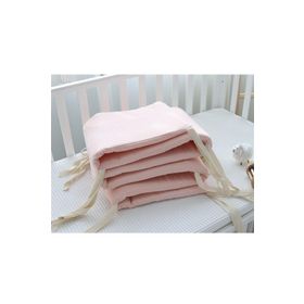 Jaju Baby Pudra Renk 60x120 cm Waffle Pike Kumaş Kenar Koruma Süngerli Montessori ve Beşik Yatak Koruyucu