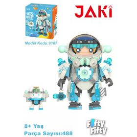 Jaki JK9107 Space Quest Serisi Mavi Astronot 488 Parça Oyuncak Yapım Seti