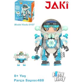Jaki JK9107 Space Quest Serisi Mavi Astronot 488 Parça Oyuncak Yapım Seti