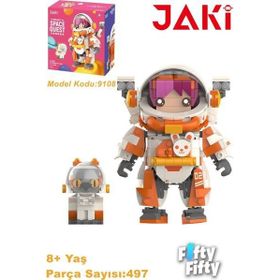 Jaki JK9108 Space Quest Serisi Turuncu Astronot 497 Parça Oyuncak Yapım Seti