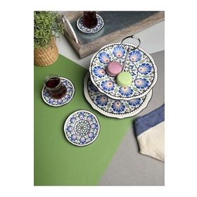 Jamuor Roys Fulya Porselen Katlı Kurabiyelik ve 6'lı 12 cm Çay Tabağı