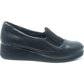 Janestt 145-018 Siyah Deri Kadın Casual Ayakkabı