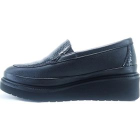 Janestt 145-313 Siyah Hakiki Deri Confort Taban Kadın Casual Ayakkabı