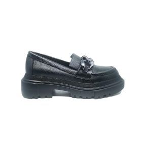 Janestt 201-10465 Siyah Deri Kadın Loafer Ayakkabı