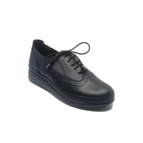 Janestt 266-45045 Siyah Deri Ortapedik Taban Oxford Kadın Casual Ayakkabı