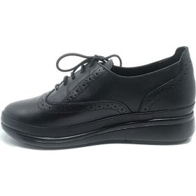 Janestt 266-45045 Siyah Deri Ortapedik Taban Oxford Kadın Casual Ayakkabı
