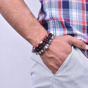 Janti JTKB19025 Lü Kombin Doğal Taş Erkek Bileklik