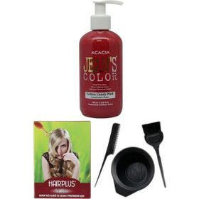 Jean's Color Pamuk Şekeri Pembe 250 ml Saç Boyası Saç Açıcı Boya Temizleyici ve Fluweel Boya Kabı Seti