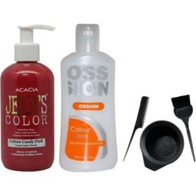 Jean's Color Pamuk Şekeri Pembe 250 ml Saç Boyası Saç Açıcı Boya Temizleyici ve Fluweel Boya Seti