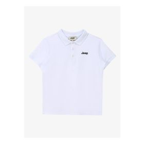 Jeep C4SB-TST104 Beyaz Polo Yaka Relaxed Baskılı Polo Erkek Çocuk T-shirt
