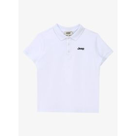 Jeep C4SB-TST104 Beyaz Polo Yaka Relaxed Baskılı Polo Erkek Çocuk T-shirt