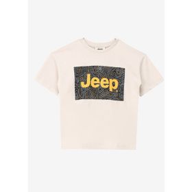 Jeep C4SB-TST4006 Taş Bisiklet Yaka Oversized Baskılı Erkek Çocuk T-Shirt