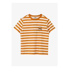 Jeep C4SB-TST4017 Hardal Bisiklet Yaka Relaxed Baskılı Erkek Çocuk T-Shirt