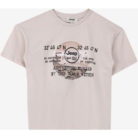 Jeep C4SB-TST4034 Taş Bisiklet Yaka Oversized Baskılı Erkek Çocuk T-Shirt