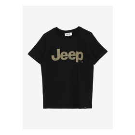 Jeep C4SB-TST4035 Siyah Erkek Çocuk Bisiklet Yaka Oversized Baskılı T-Shirt