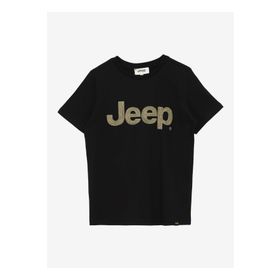 Jeep C4SB-TST4035 Siyah Erkek Çocuk Bisiklet Yaka Oversized Baskılı T-Shirt