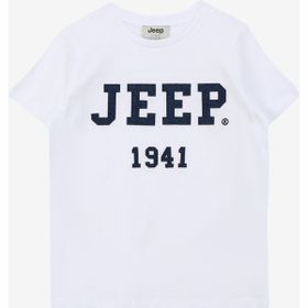 Jeep C4SB-TST4101 Ekru Bisiklet Yaka Relaxed Baskılı Erkek Çocuk T-Shirt