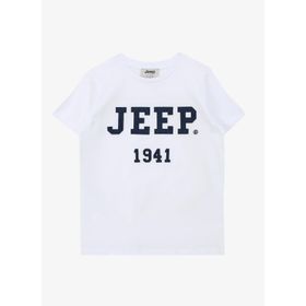 Jeep C4SB-TST4101 Ekru Bisiklet Yaka Relaxed Baskılı Erkek Çocuk T-Shirt
