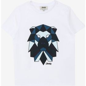 Jeep C4SB-TST4223 Ekru Bisiklet Yaka Relaxed Baskılı Erkek Çocuk T-Shirt